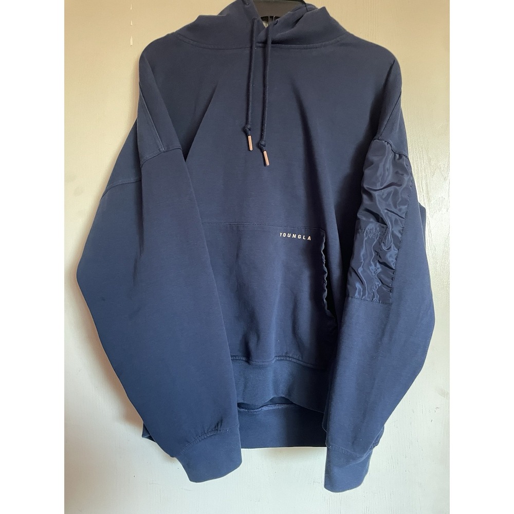 YoungLA Pullover Hoodie Mens Large Blue Always Improving Los Angeles California